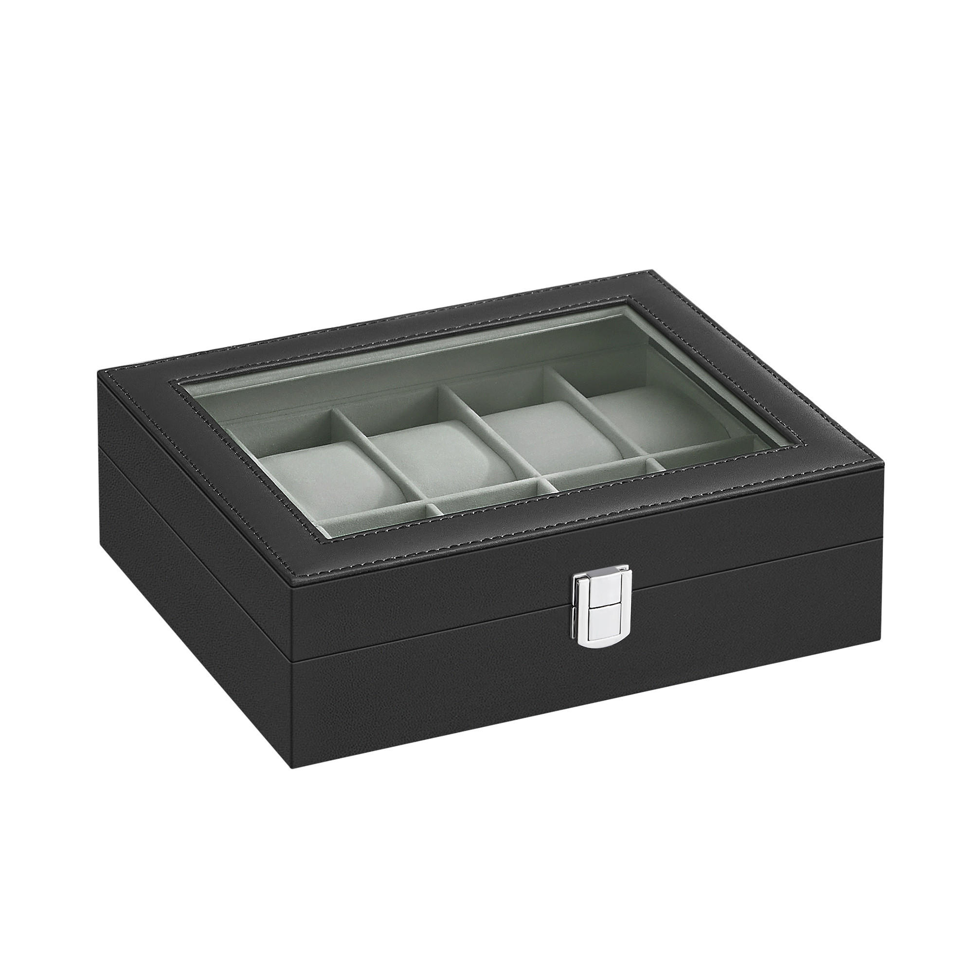 UHRENBOX - Schwarz, Basics, Glas/Holzwerkstoff (25,5/7,8/20,2cm)