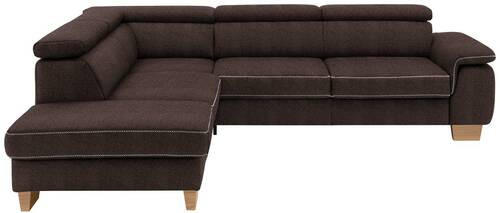 ECKSOFA in Mikrofaser Dunkelbraun  - Eichefarben/Dunkelbraun, Natur, Holz/Textil (226/273cm) - Beldomo System