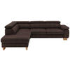 ECKSOFA in Mikrofaser Dunkelbraun  - Eichefarben/Dunkelbraun, Natur, Holz/Textil (226/273cm) - Beldomo System