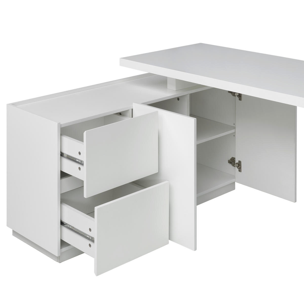 KOTNA PISALNA MIZA leseni material bela  - bela, Moderno, leseni material (150/76/120cm) - MID.YOU