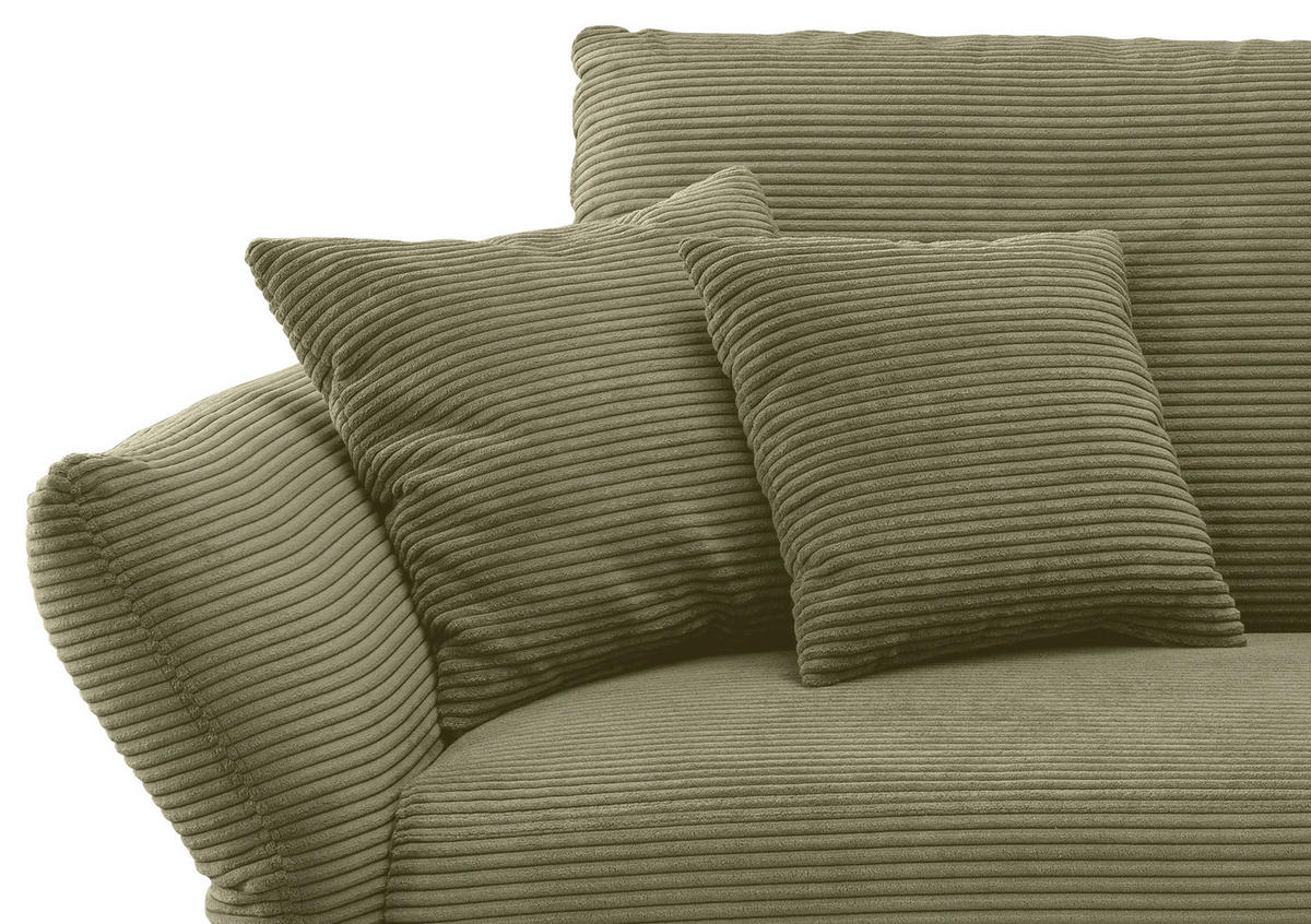 2-SITZER-SOFA Cord Olivgrün  - Schwarz/Olivgrün, Design, Textil/Metall (163/97/102cm) - Livetastic