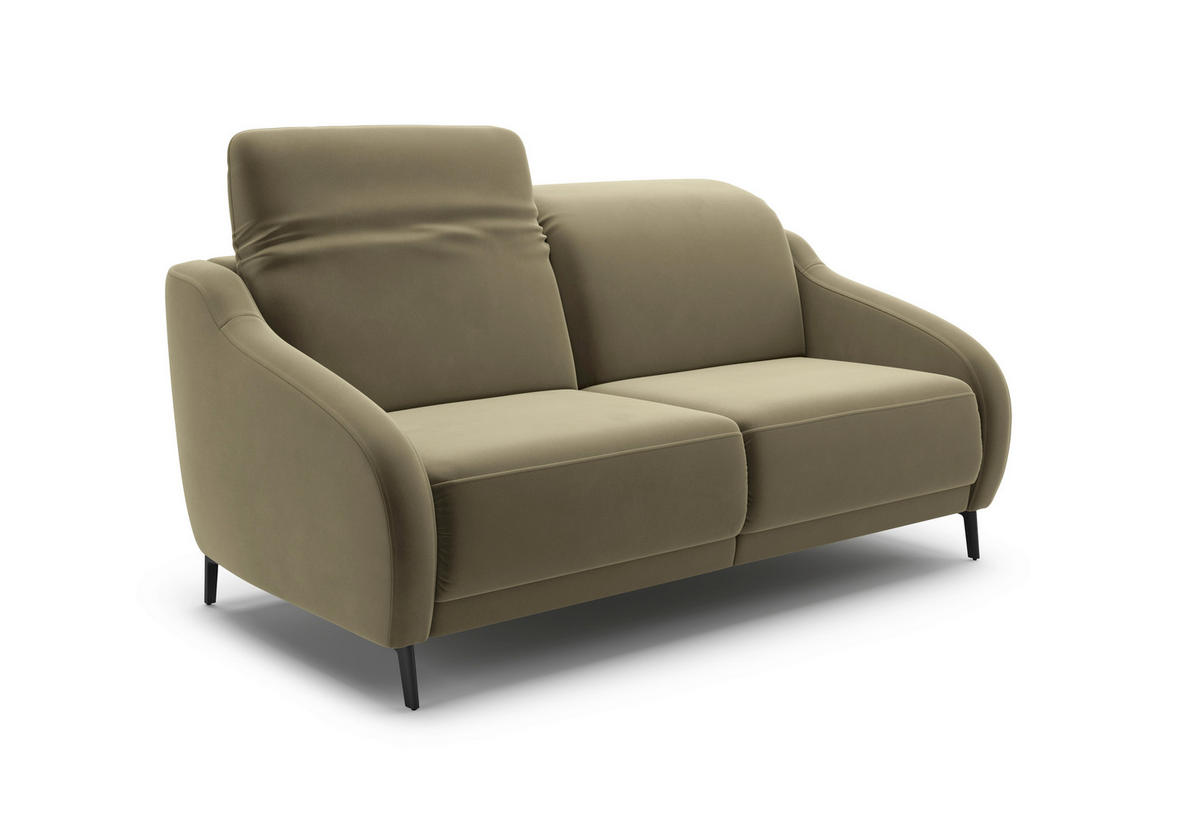 2,5-SITZER in Samt Olivgrün  - Schwarz/Olivgrün, MODERN, Textil/Metall (172/93/104cm) - Sit & More