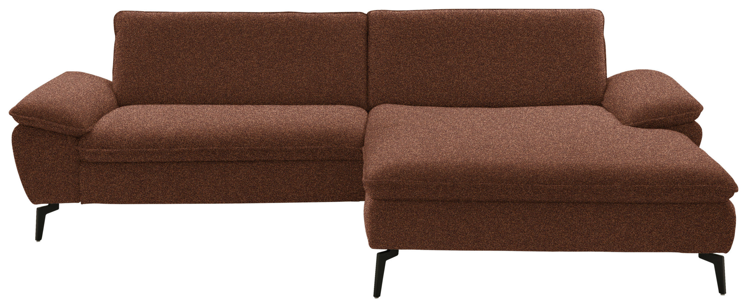 ECKSOFA in Webstoff Rostfarben  - Rostfarben/Schwarz, Design, Textil/Metall (295/197cm) - Valdera