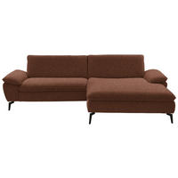 ECKSOFA in Webstoff Rostfarben  - Rostfarben/Schwarz, Design, Textil/Metall (295/197cm) - Valdera