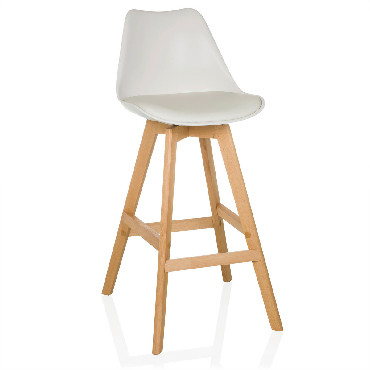 BARHOCKER-SET Weiß abwischbar  - Buchefarben/Weiß, MODERN, Holz/Kunststoff (51/99/51cm) - MID.YOU