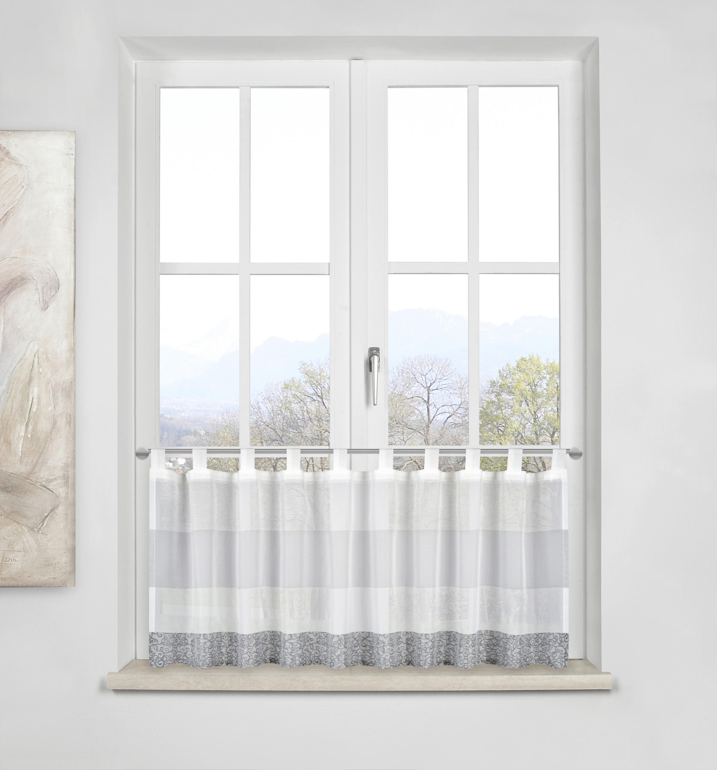 KURZGARDINE    140/50 cm  - Weiß/Grau, Basics, Textil (140/50cm) - Esposa
