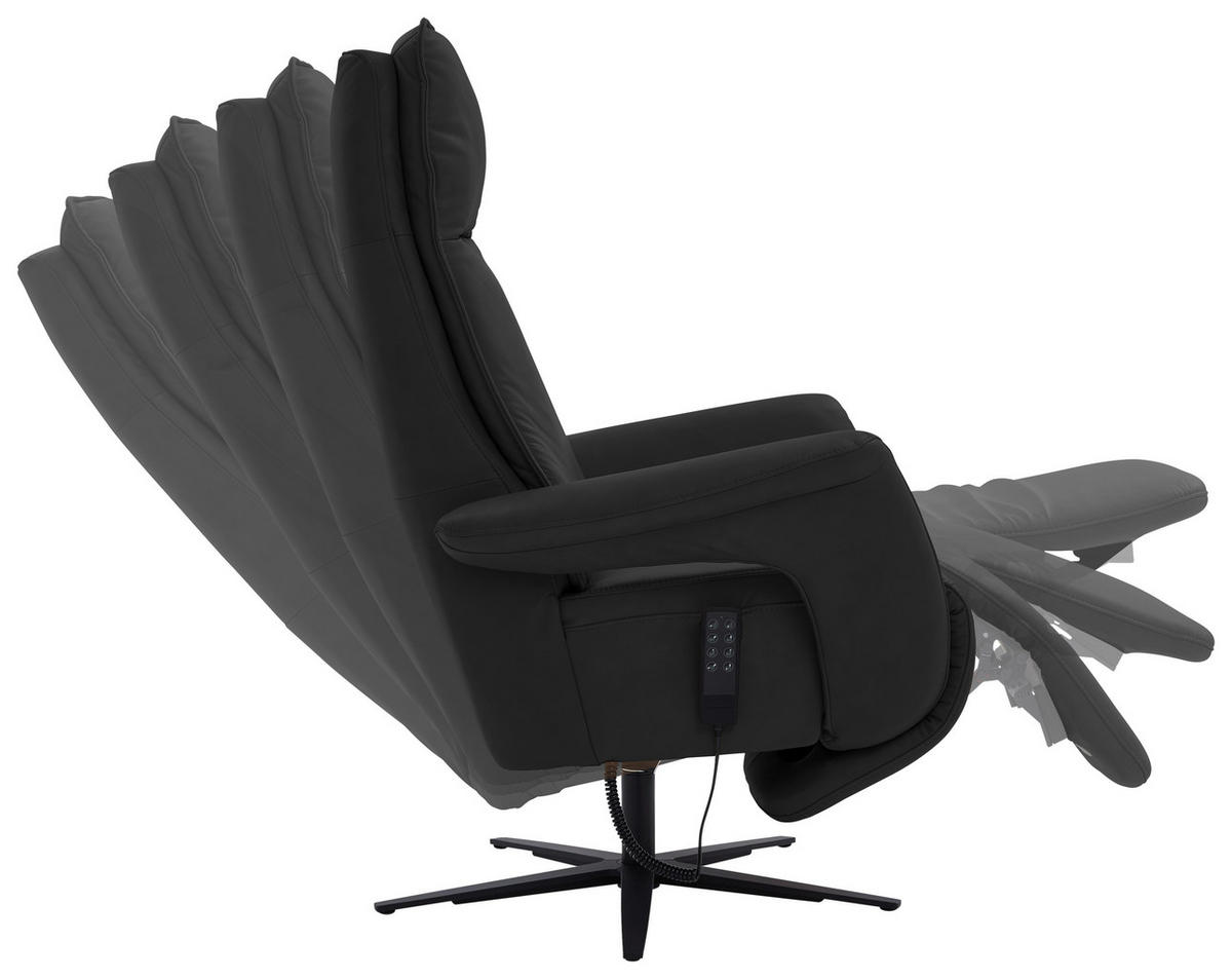 RELAXSESSEL in Leder Schwarz  - Schwarz, Design, Leder/Metall (83/123/87cm) - Valdera
