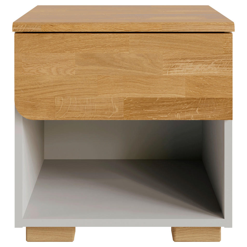 Thumbnail - Cantus Nachtschrank Cool, Grau, Eiche, Holz, Holzwerkstoff, Eiche, massiv, 1 Schubladen, 45x46x45 cm, Typenauswahl, Soft...
