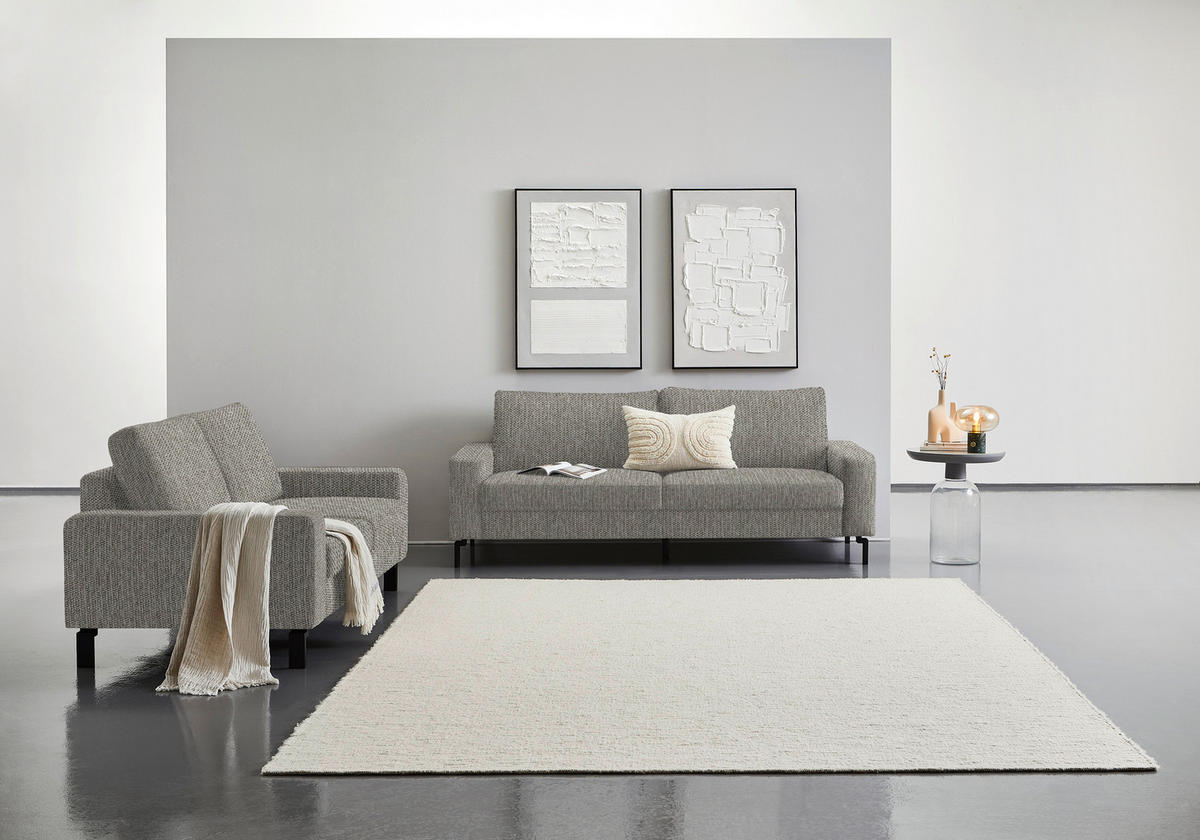 2-SITZER-SOFA in Flachgewebe Greige  - Greige/Schwarz, Design, Textil/Metall (178/86/97cm) - Hom`in
