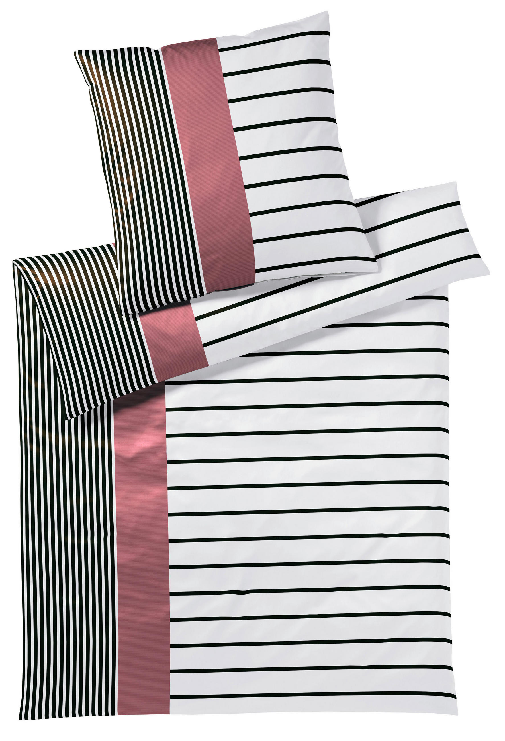 POSTELJNINA STAIRS 140/200 cm mako saten rdeča, črna, bela  - rdeča/črna, Konvencionalno, tekstil/naravni materiali (140/200cm) - Elegante