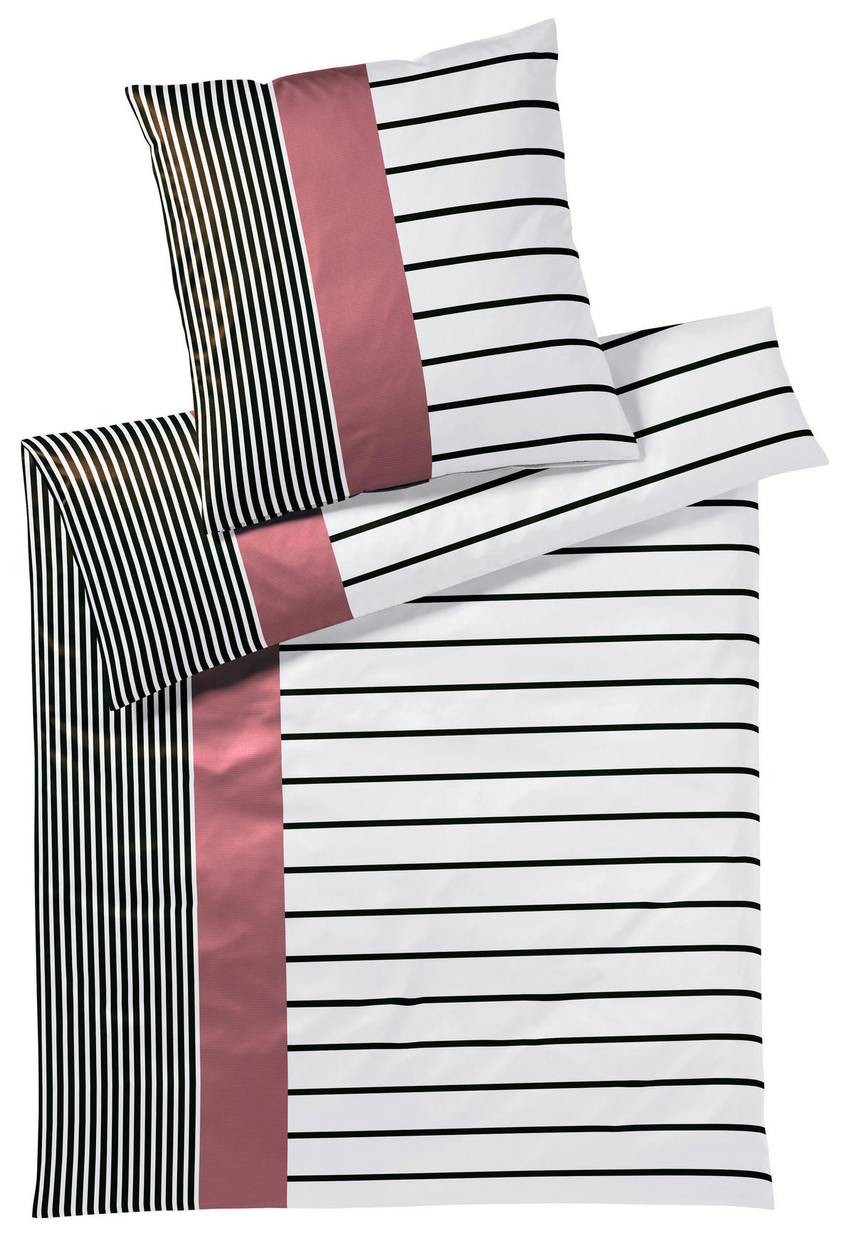 POSTELJNINA STAIRS 140/200 cm mako saten rdeča, črna, bela  - rdeča/črna, Konvencionalno, tekstil/naravni materiali (140/200cm) - Elegante