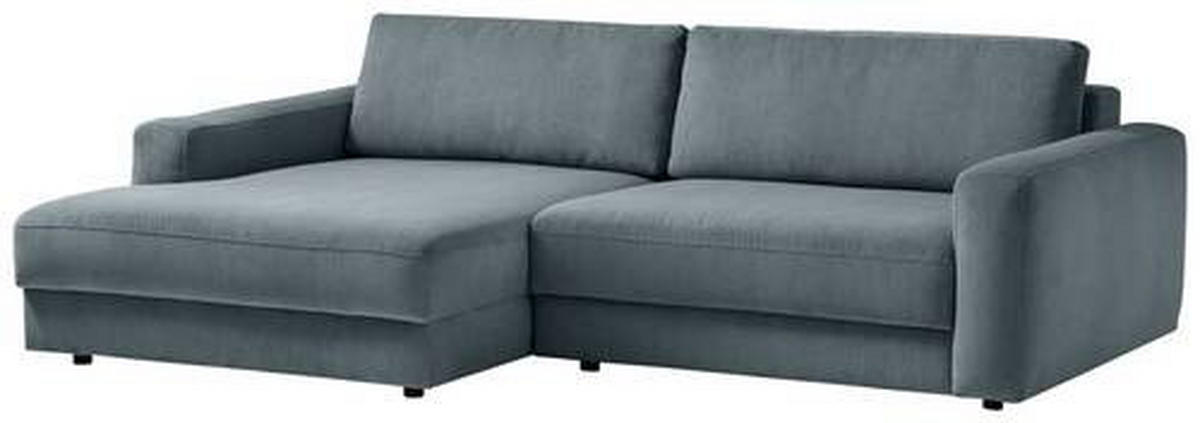 ECKSOFA in Cord Blaugrau  - Blaugrau/Schwarz, Modern, Textil (176/250cm) - Trendmanufaktur