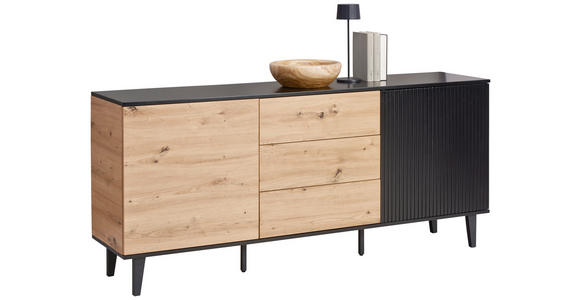 SIDEBOARD  in 178/78/40 cm  - Schwarz/Eiche Artisan, Design, Holzwerkstoff/Metall (178/78/40cm) - Xora