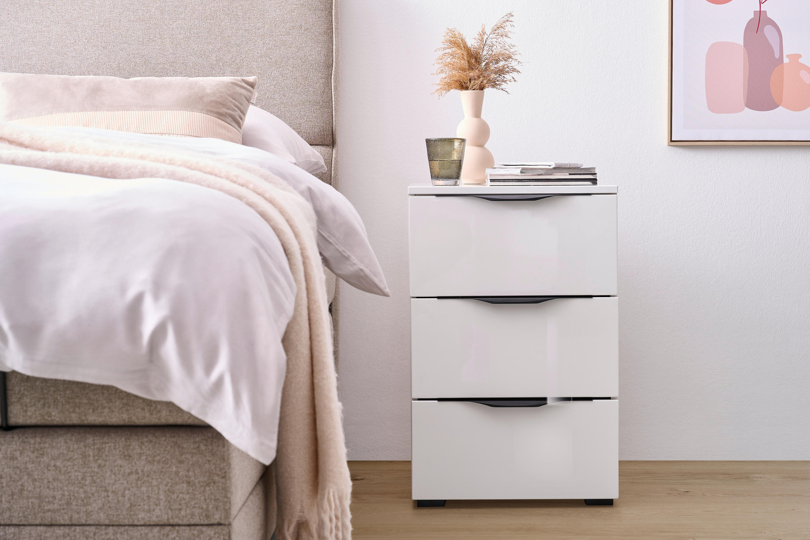 REGÁL, biela, 46/67/40 cm - čierna/biela, Konventionell, kompozitné drevo/plast (46/67/40cm) - Hom`in