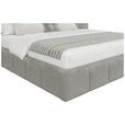 POLSTERBETT gepolstertes Kopfteil, Lattenrost, Bettkasten Hellgrau 160/200 cm  - Hellgrau/Schwarz, Design, Holz/Kunststoff (160/200cm) - Carryhome