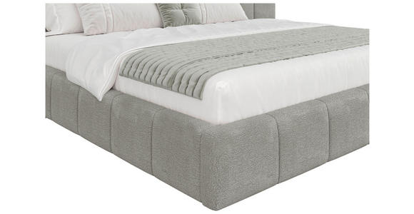 POLSTERBETT gepolstertes Kopfteil, Lattenrost, Bettkasten Hellgrau 160/200 cm  - Hellgrau/Schwarz, Design, Holz/Kunststoff (160/200cm) - Carryhome