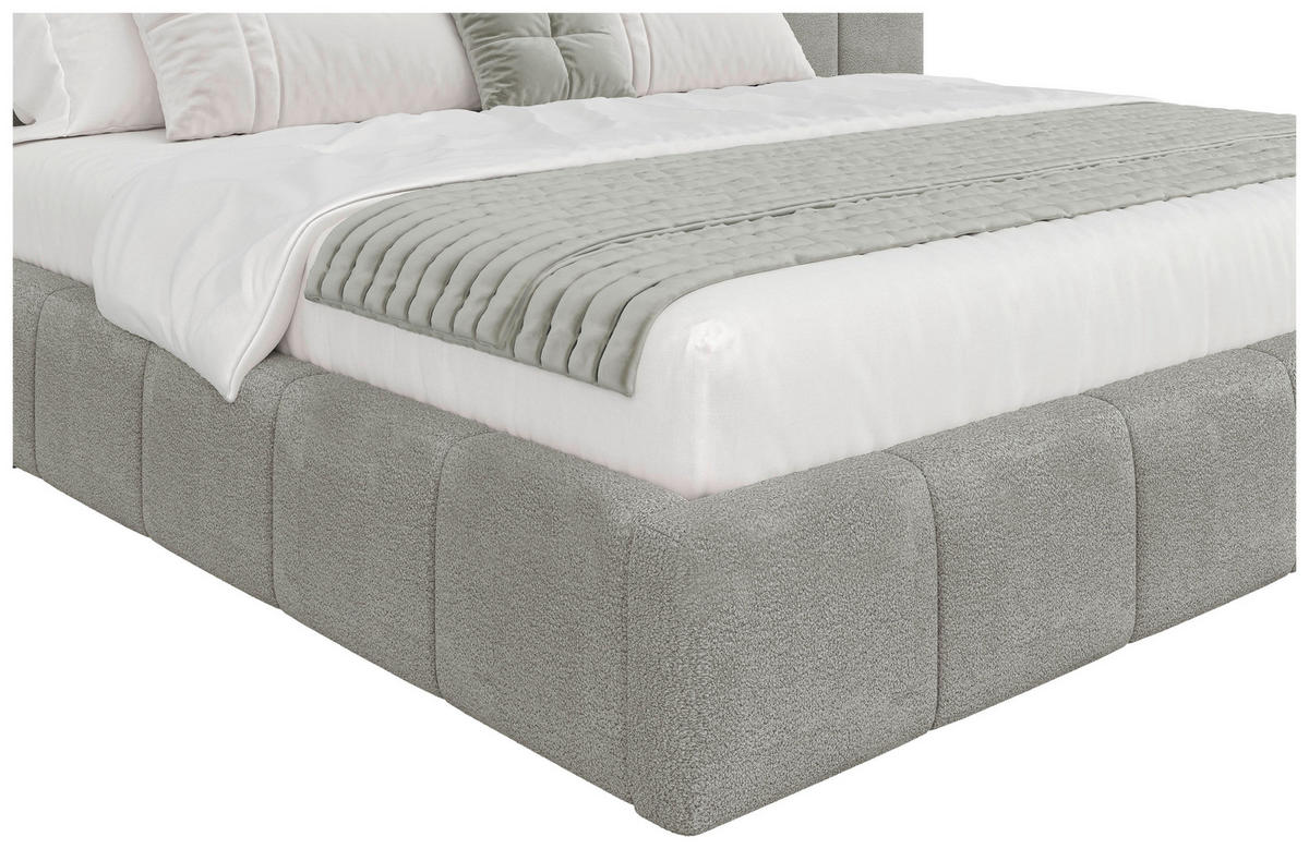 POLSTERBETT 180/200 cm  Hellgrau  - Hellgrau/Schwarz, Design, Holz/Kunststoff (180/200cm) - Carryhome