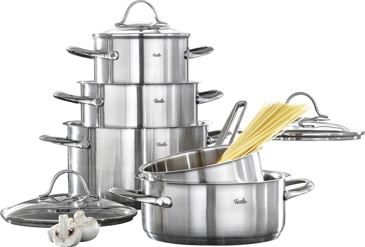 KOCHTOPFSET Paris 5-teilig  - Klar/Silberfarben, Basics, Glas/Metall - Fissler