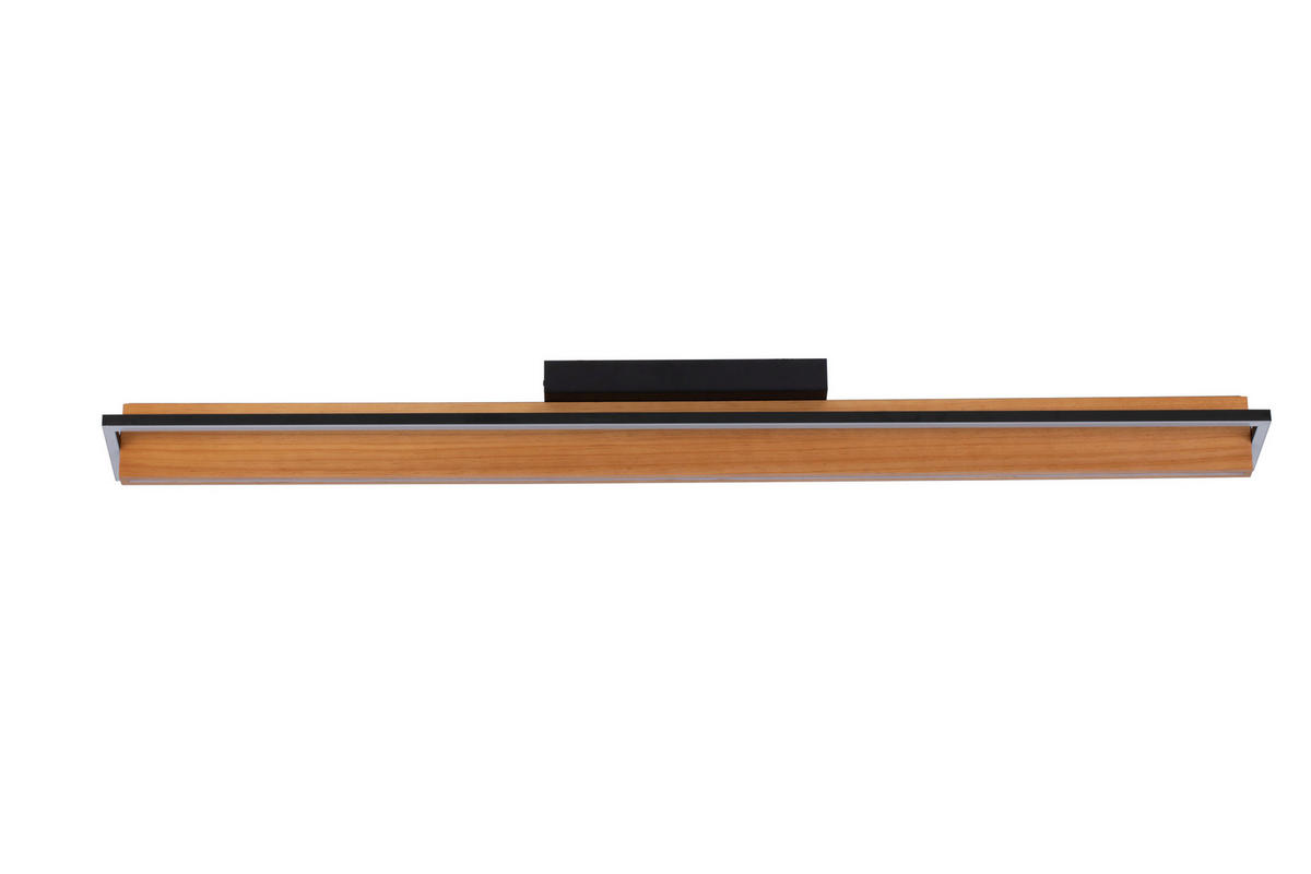 LED-DECKENLEUCHTE Nunki 114/12/11,5 cm   - Schwarz/Kieferfarben, Design, Holz/Kunststoff (114/12/11,5cm) - Novel