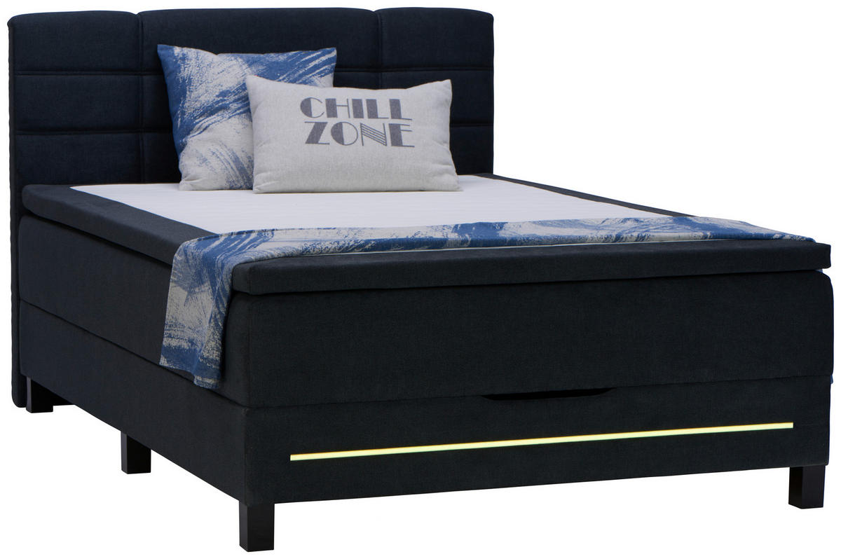 BOXSPRINGBETT 140/200 cm  in Anthrazit  - Anthrazit/Schwarz, Konventionell, Holzwerkstoff/Kunststoff (140/200cm) - Carryhome