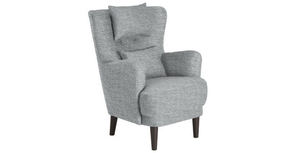 OHRENSESSEL in Flachgewebe Hellgrau  - Hellgrau/Schwarz, Design, Holz/Textil (81/106/90cm) - Carryhome