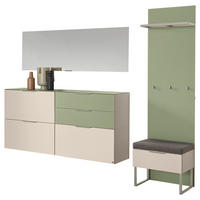 GARDEROBE 5-teilig  in 240/202/40 cm  - Beige/Grün, Design, Glas/Holzwerkstoff (240/202/40cm) - Musterring