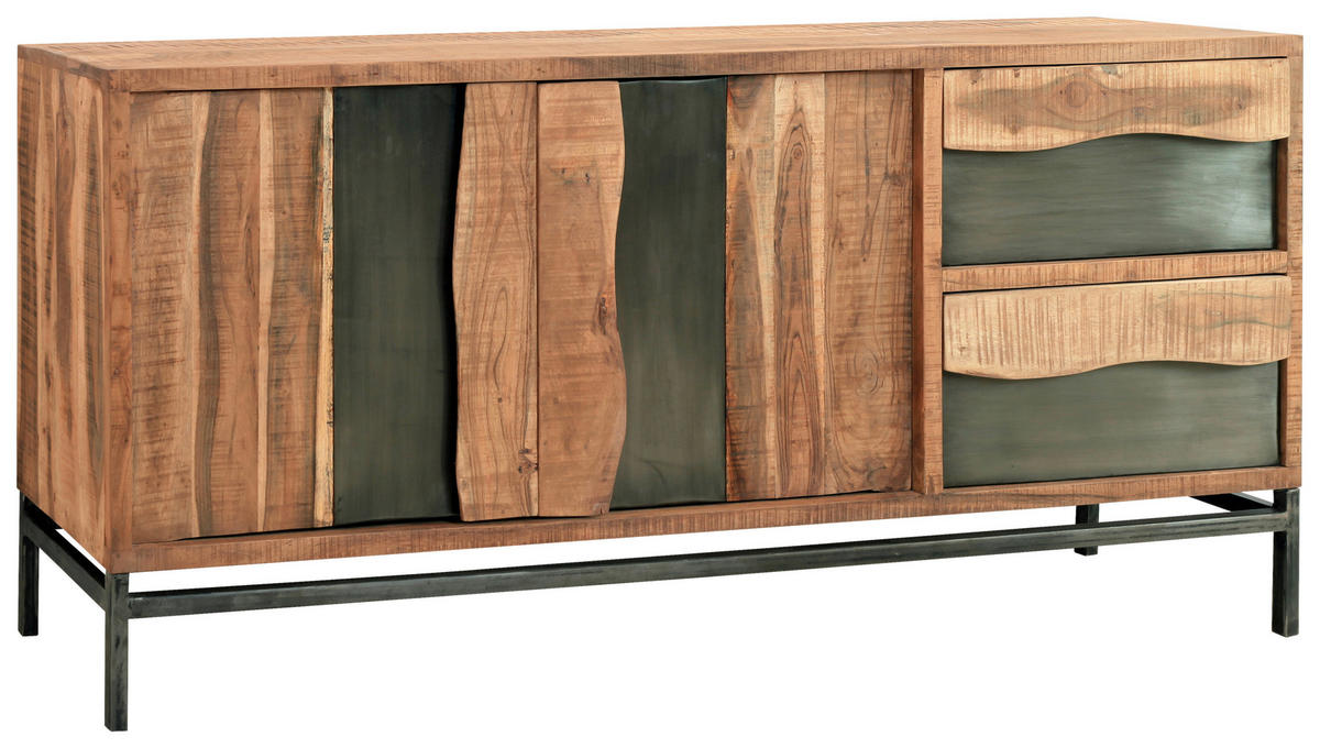 ŠIROKÁ KOMODA, akácia, farba akácie, sivá, 175/80/40 cm - farba akácie/sivá, Konventionell, kov/drevo (175/80/40cm) - Livetastic