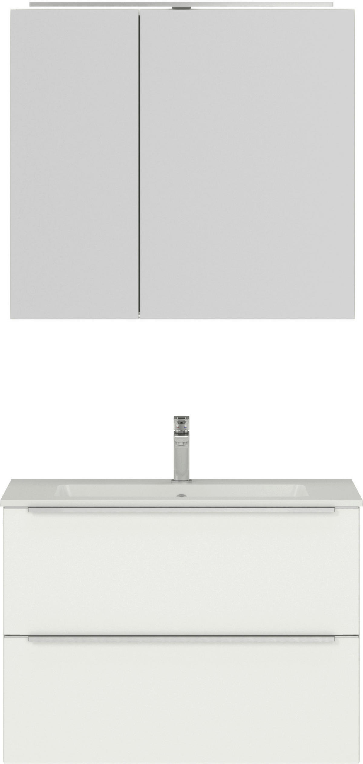 BADEZIMMER 3-teilig  in 81 cm  - Edelstahlfarben/Weiß, MODERN, Holzwerkstoff/Stein (81cm) - Nobilia