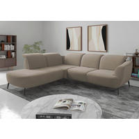 ECKSOFA in Mikrofaser Beige  267/300 cm  - Beige/Schwarz, KONVENTIONELL, Textil/Metall (267/300cm) - Sit & More