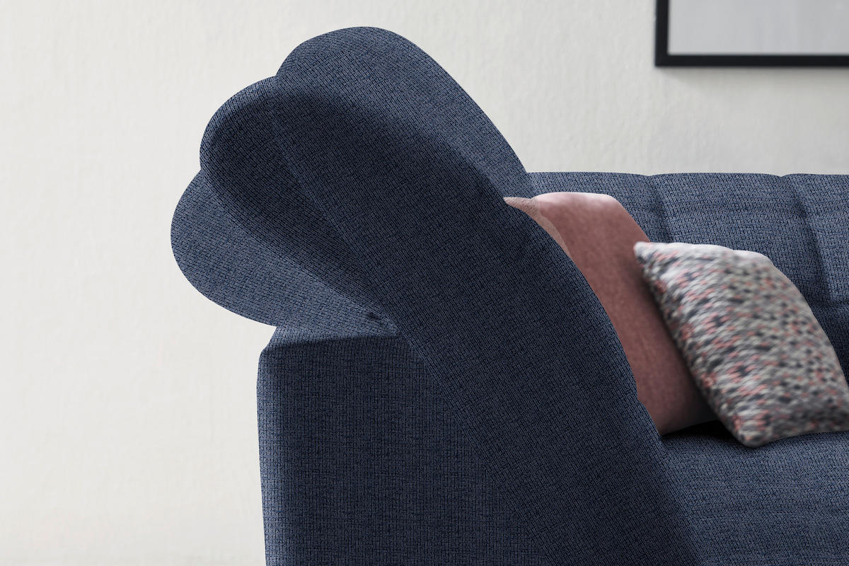 ECKSOFA in Webstoff Dunkelblau  216/302 cm  - Schwarz/Dunkelblau, Design, Holz/Textil (216/302cm) - Xora