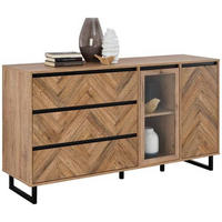 SIDEBOARD  in 156,4/82,6/42 cm  - Eichefarben/Schwarz, KONVENTIONELL, Glas/Holzwerkstoff (156,4/82,6/42cm) - Hom`in