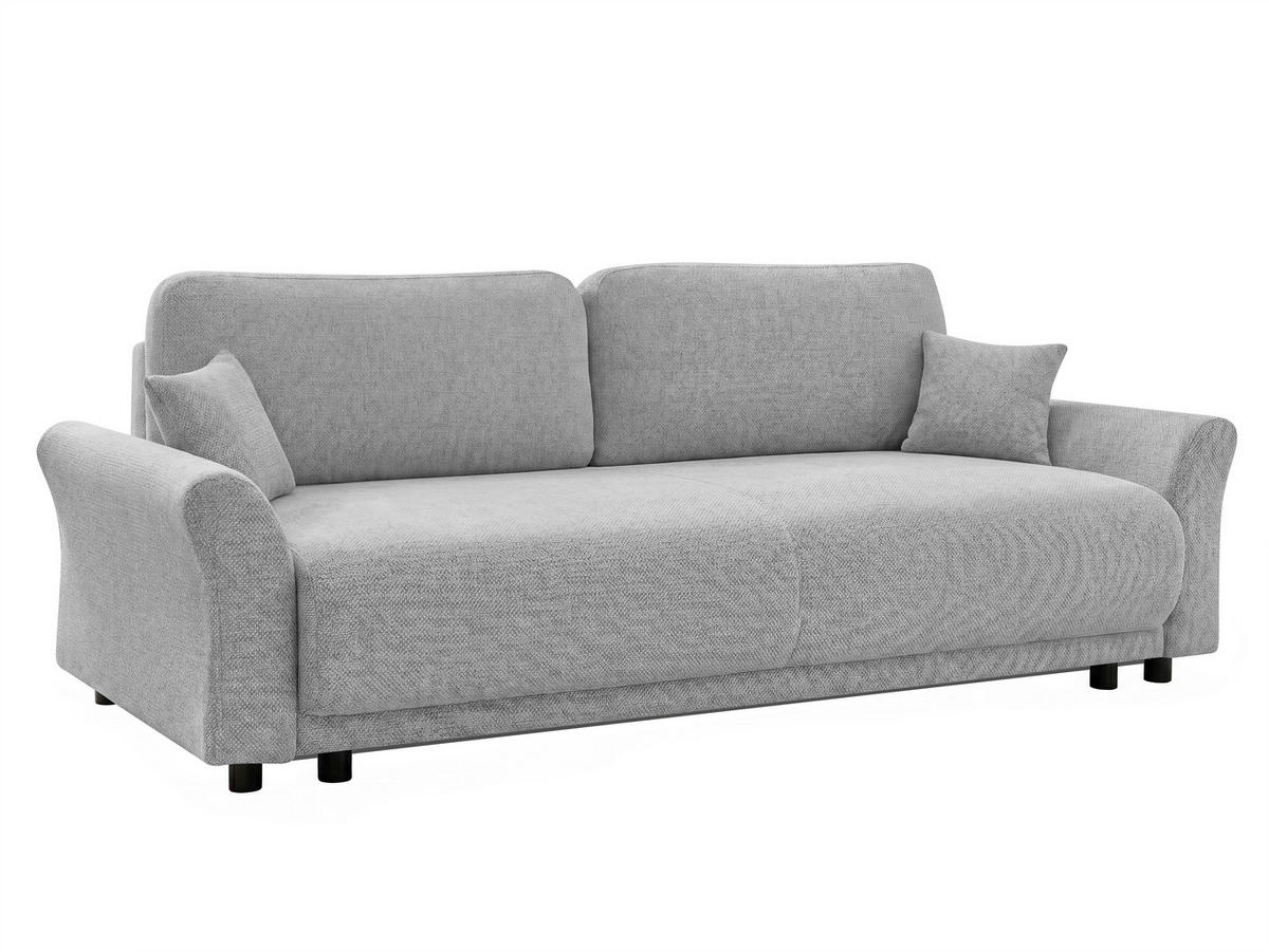 SCHLAFSOFA Flachgewebe, Struktur Hellgrau  inkl. Zierkissen, Rückenkissen, Bettkasten, Schlaffunktion, Rücken echt  - Hellgrau/Schwarz, Design, Textil (244/88/100cm) - P & B