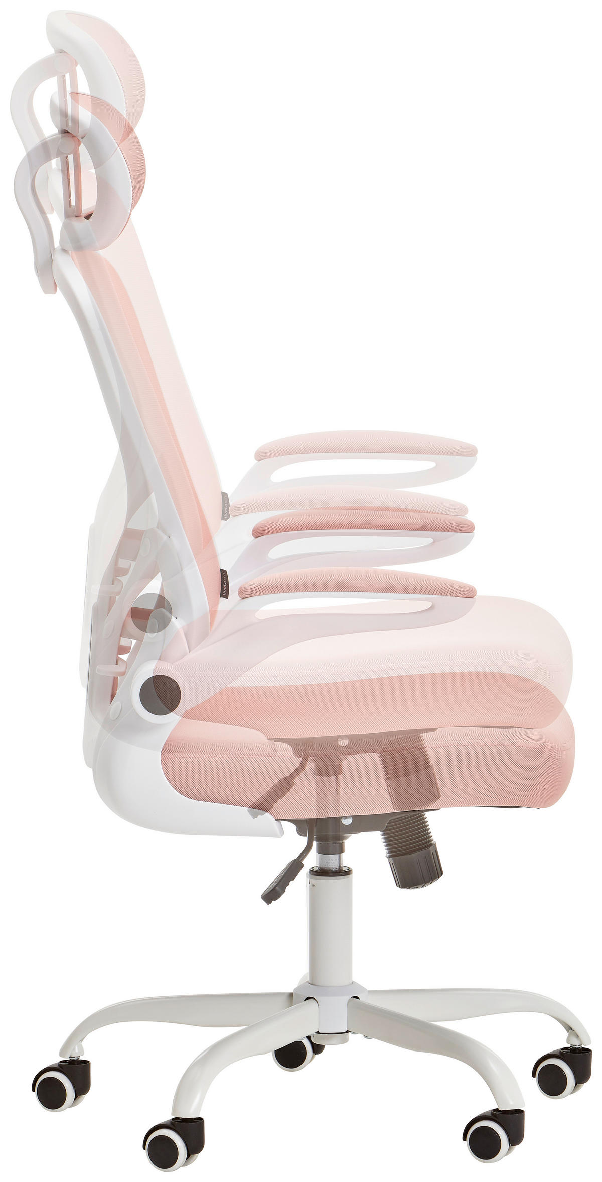KANCELARIJSKA STOLICA  bela, pink   - pink/bela, Moderno, metal/tekstil (61/118-128/60,5cm) - Livetastic