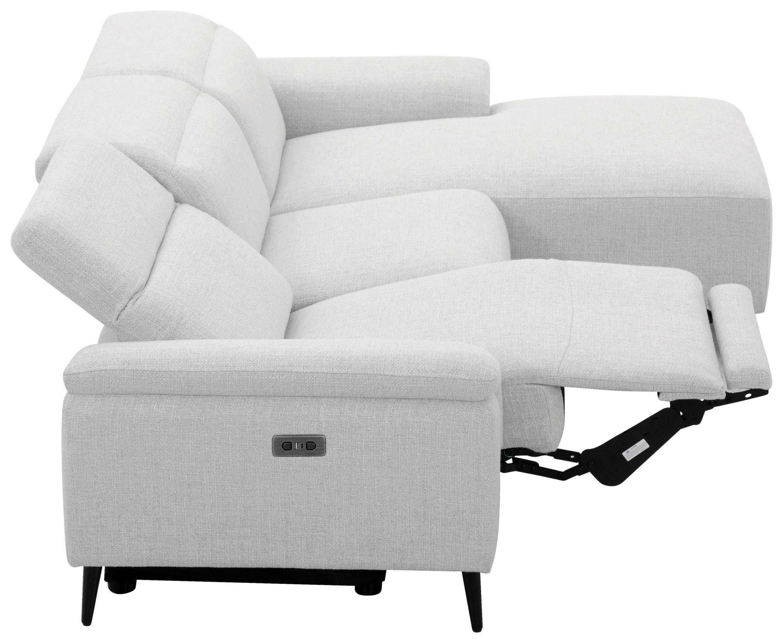 ECKSOFA inkl. Funktionen Hellgrau Leinenoptik  - Schwarzchrom/Hellgrau, Design, Holz/Kunststoff (270/75/171cm) - Xora