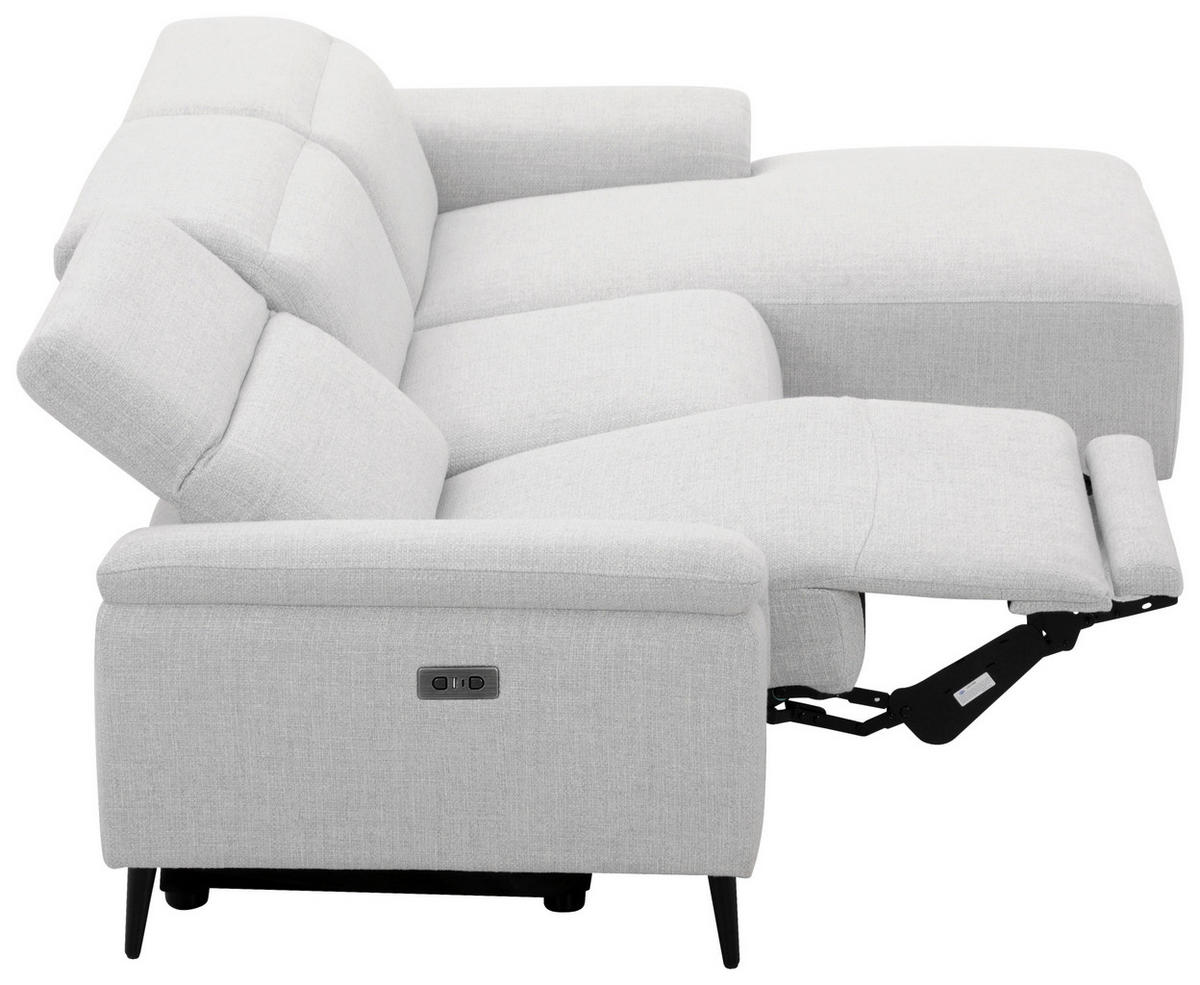 ECKSOFA inkl. Funktionen Hellgrau Leinenoptik  - Schwarzchrom/Hellgrau, Design, Holz/Kunststoff (270/75/171cm) - Xora