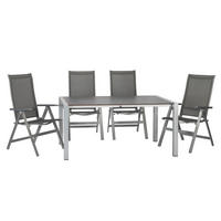 GARTENSET beschichtet Aluminium  - Platinfarben/Anthrazit, Basics, Textil/Metall (160+60/98/74cm) - Acamp