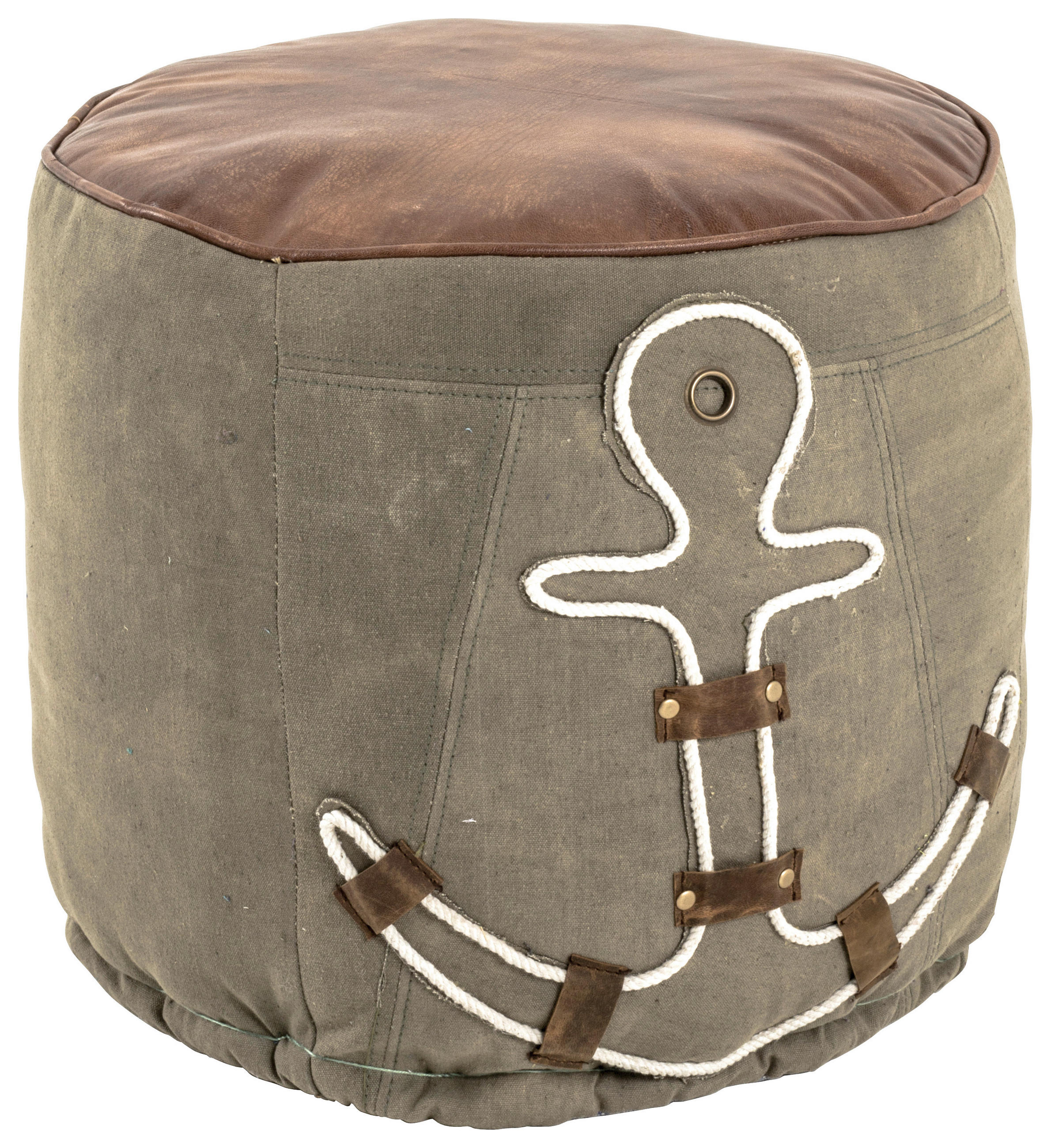 Hocker in Textil, Leder Multicolor