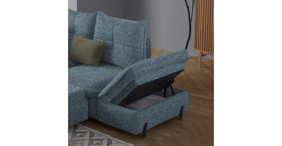 ECKSOFA Blau Bouclé  - Blau/Schwarz, Design, Textil/Metall (250/220cm) - Xora