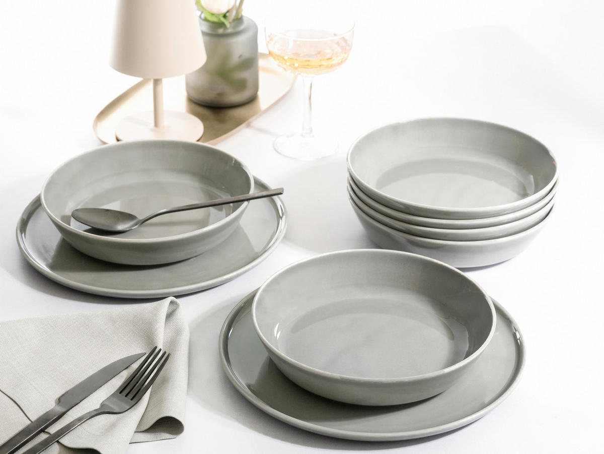 KOMPLETT SERVIS Chef Collection Grau 30 delar  - ljusgrå, Basics, keramik (41/32/29cm) - Creatable