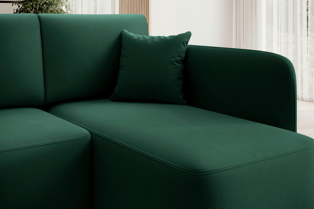 ECKSOFA in Plüsch Grün  206/150 cm  - Schwarz/Grün, Design, Kunststoff/Textil (206/150cm) - MID.YOU