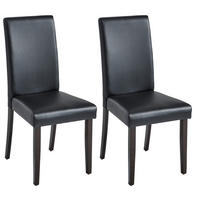 STUHL-SET 2 Stück  in Lederlook Holz, Textil  - Dunkelbraun/Schwarz, Design, Holz/Textil (46/95/56,5cm) - Livetastic