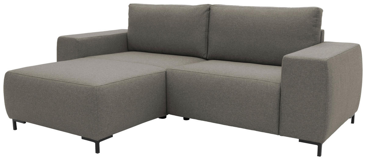 ECKSOFA in Webstoff Grau  242/160 cm  - Schwarz/Grau, Design, Textil/Metall (242/160cm) - LOOKS by W.Joop