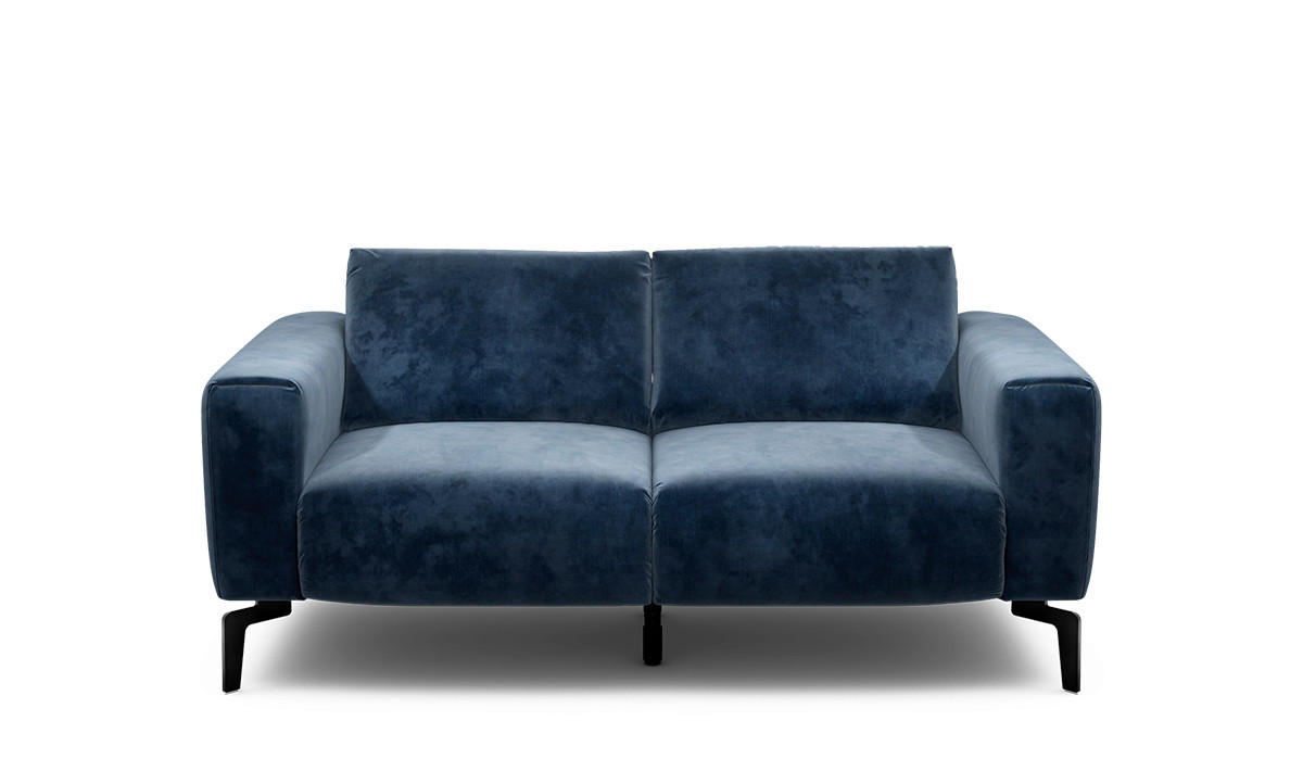 2-SITZER-SOFA Samt Dunkelblau  - Schwarz/Dunkelblau, Design, Textil/Metall (180/86/86-94cm) - SENSOO