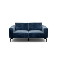 2-SITZER-SOFA Samt Dunkelblau  - Schwarz/Dunkelblau, Design, Textil/Metall (180/86/86-94cm) - SENSOO