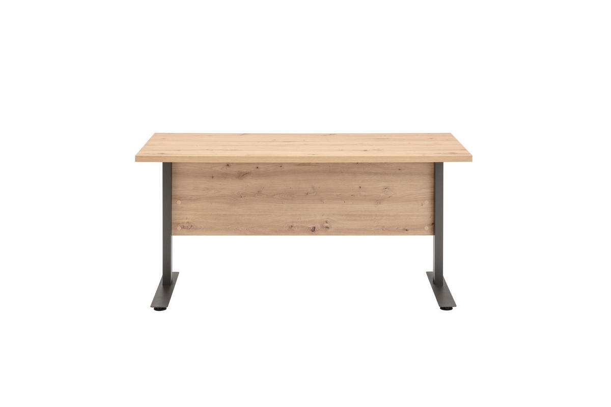 PISALNA MIZA leseni material hrast artisan  - antracit/hrast artisan, Moderno, kovina/leseni material (150/80/76cm) - Carryhome