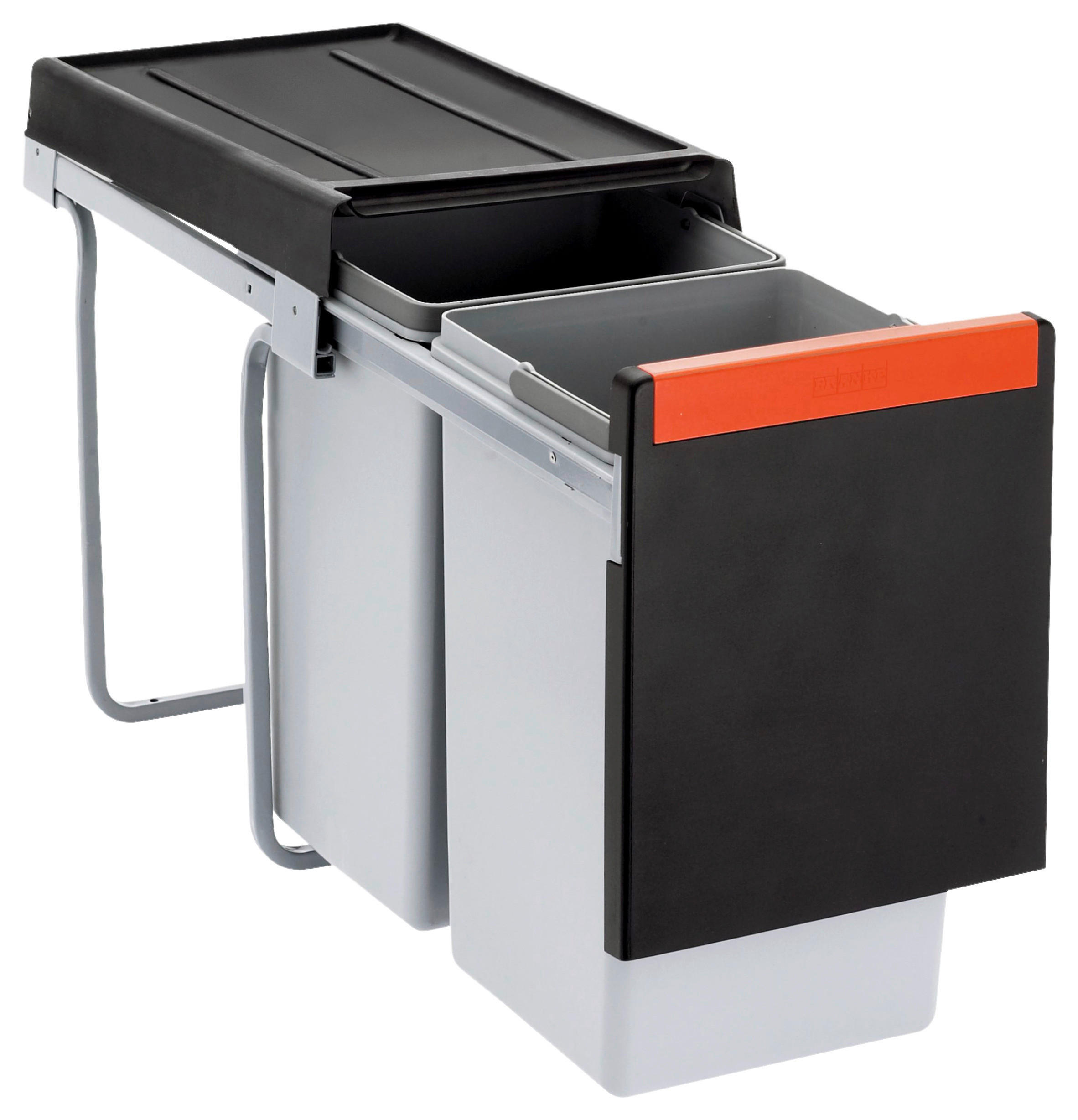 EINBAUABFALLSAMMLER 1 x 20 / 1 x 10 l  Kunststoff  - Schwarz/Grau, Basics, Kunststoff (25,3/43,3/46,7cm) - Franke