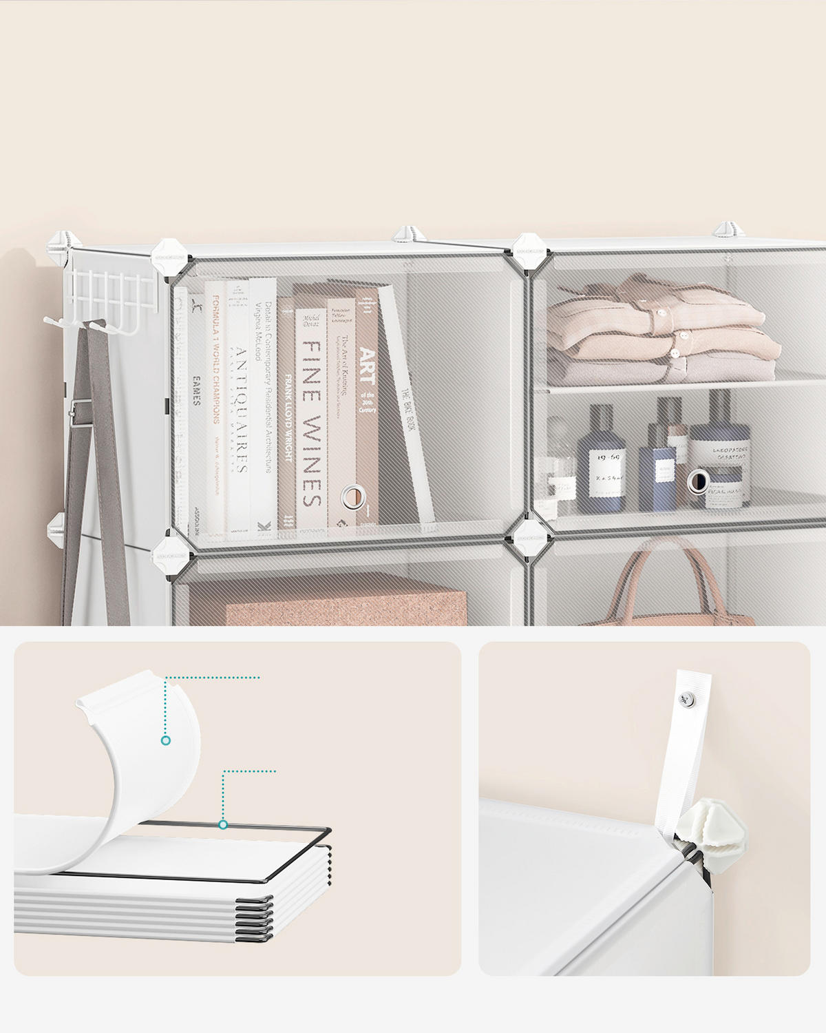 REGÁL NA TOPÁNKY, biela, 83/63/32 cm - biela, Basics, kov/plast (83/63/32cm)