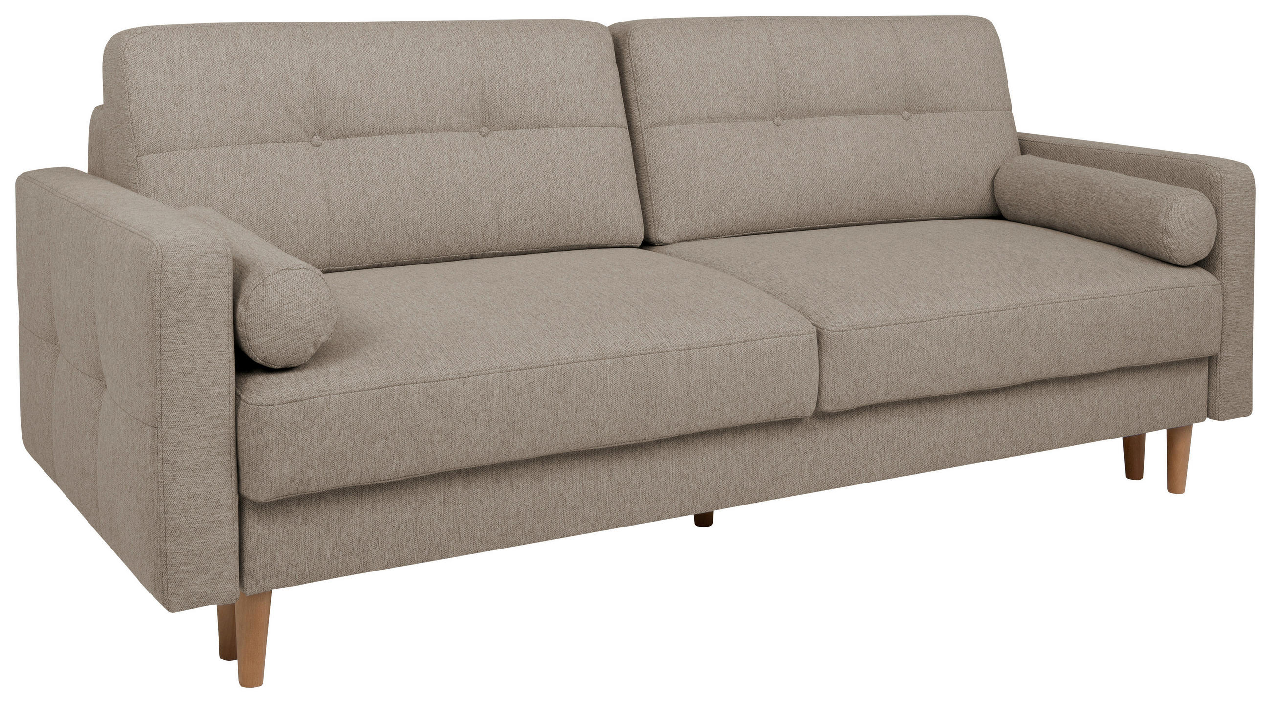 SCHLAFSOFA in Chenille Beige - Beige/Eiche Wotan, Konventionell, Holz/Textil (222/93/99cm) - MID.YOU