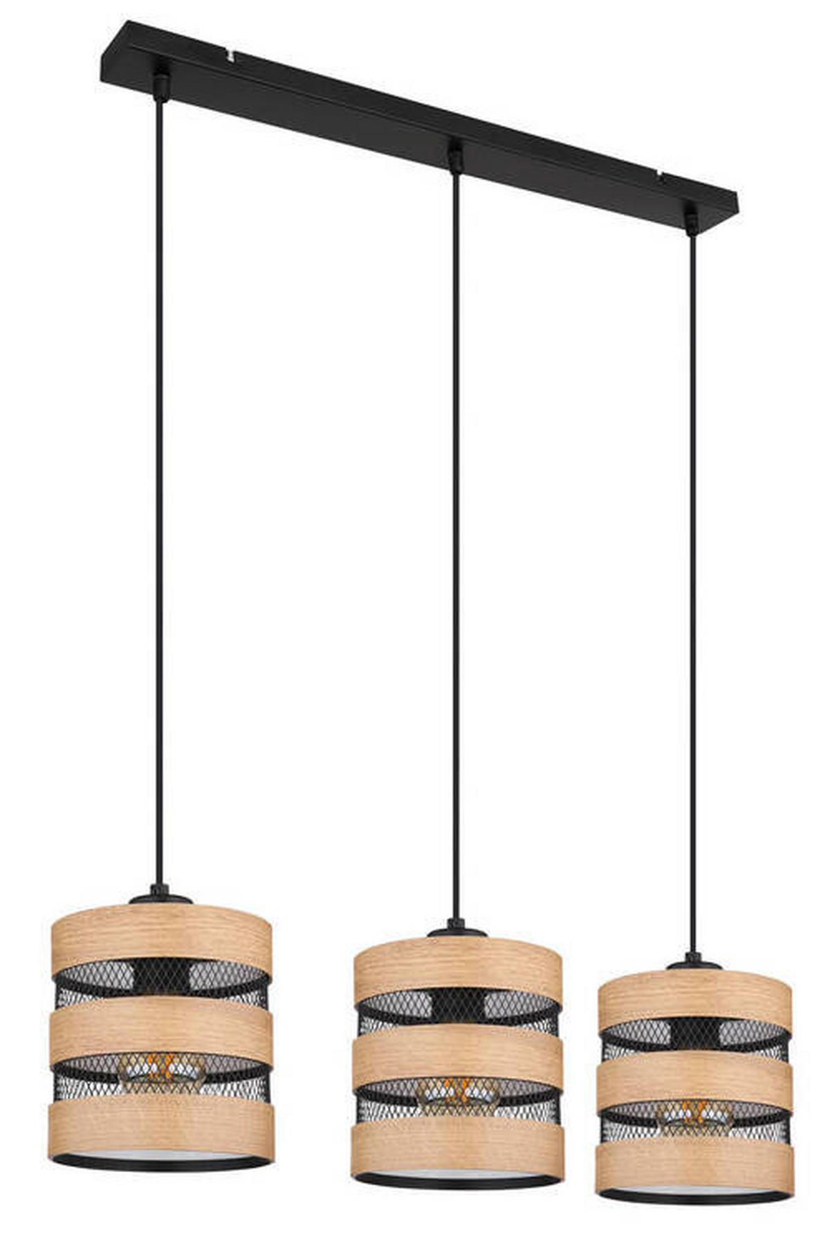 HÄNGLAMPA 75/18/120 cm  - svart/mörkbrun, Design, metall/trämaterial (75/18/120cm) - Globo