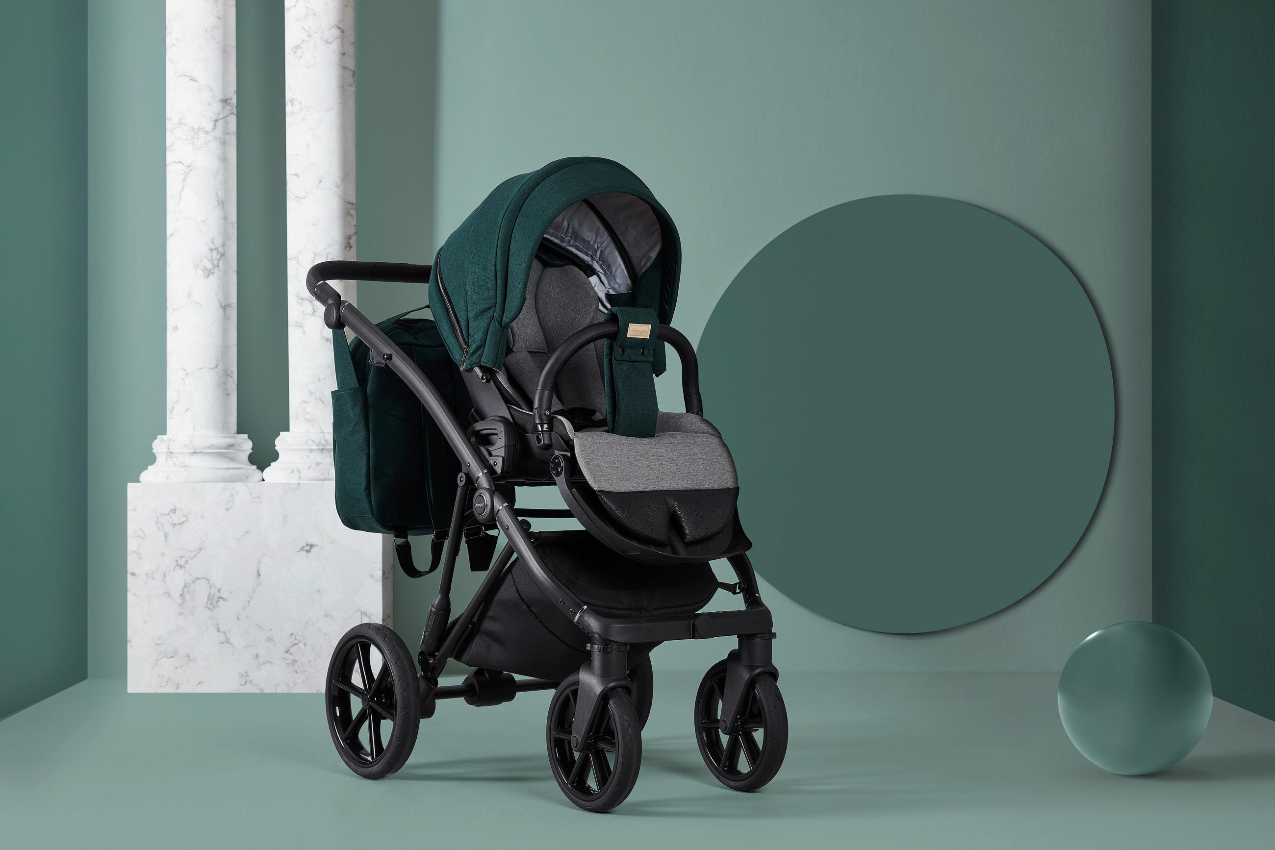 KINDERWAGENSET Fashion Premium  - Dunkelgrün/Schwarz, Trend, Textil/Metall (105/59/105cm) - Jimmylee